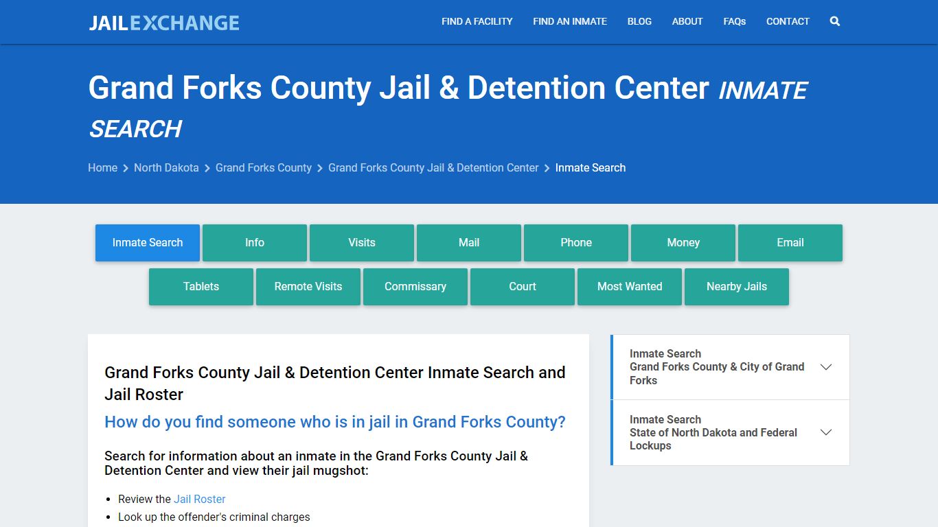 Grand Forks County Jail & Detention Center Inmate Search